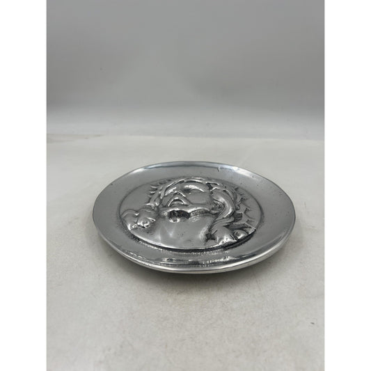 Jesus Christ Crown of Thorns Round Metal Relief Wall Plaque Silver Tone Hanging