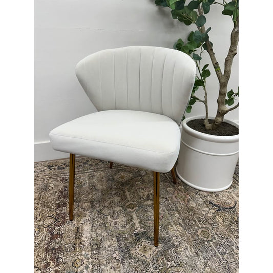 Milia Dining Chair IVORY Dining Kitchen Living Velvet Upholstered Gold Leg