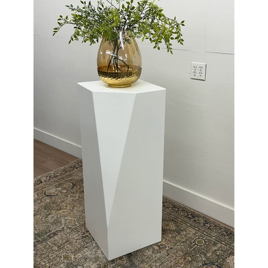 Global Views White Facet Pedestal Plant Stand Art Display
