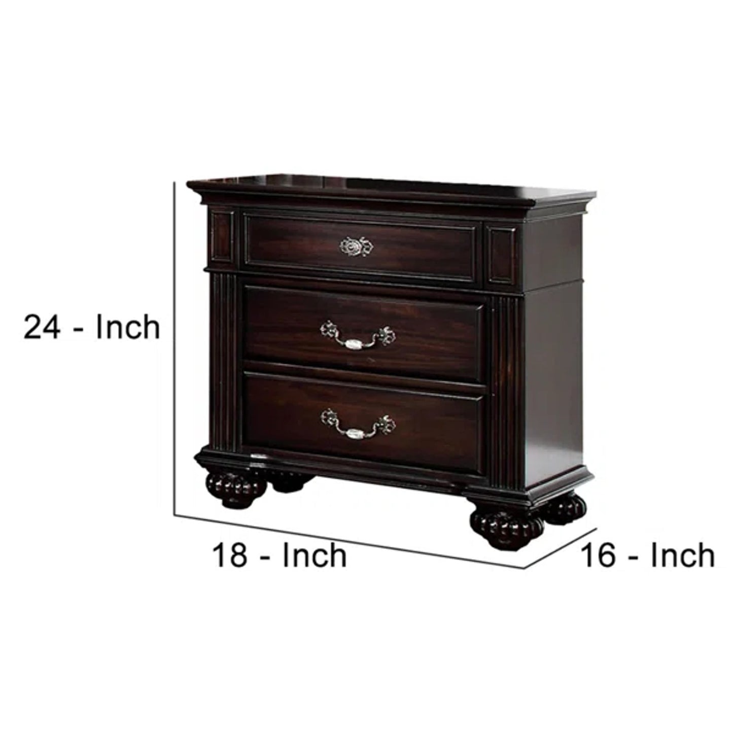 Furniture of America Malierd Traditional Bed Nghtstand Dark Wood NEW