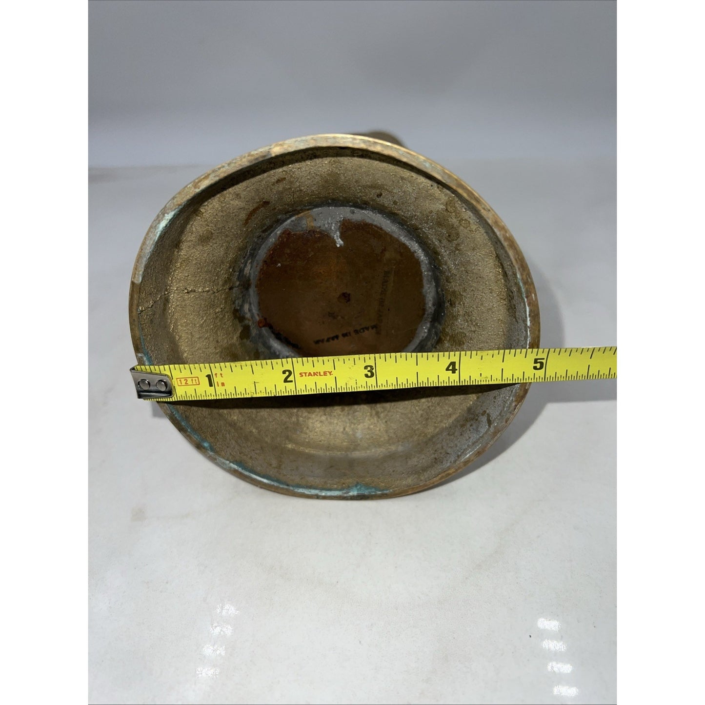 Vintage Brass Candlestick Holder Round Turned Traditional Japan 16"