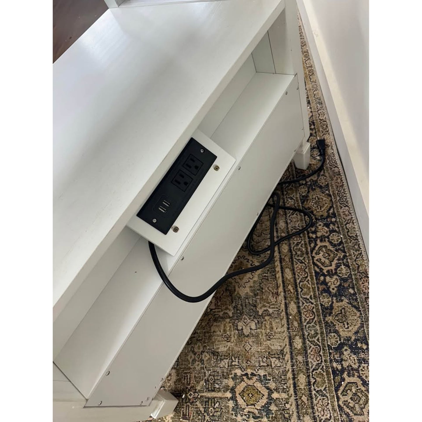 Bernadette 2 - Drawer Nightstand with Built-In Outlets-WHITE Two Drawer Modern Farmhouse New!