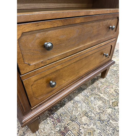 Davide 2 Drawer Nightstand Solid Wood End Table Chest Walnut W/Charging Station