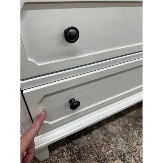 Davide 2 Drawer Nightstand Solid Wood End Table Chest Creamy White W/Charging Station