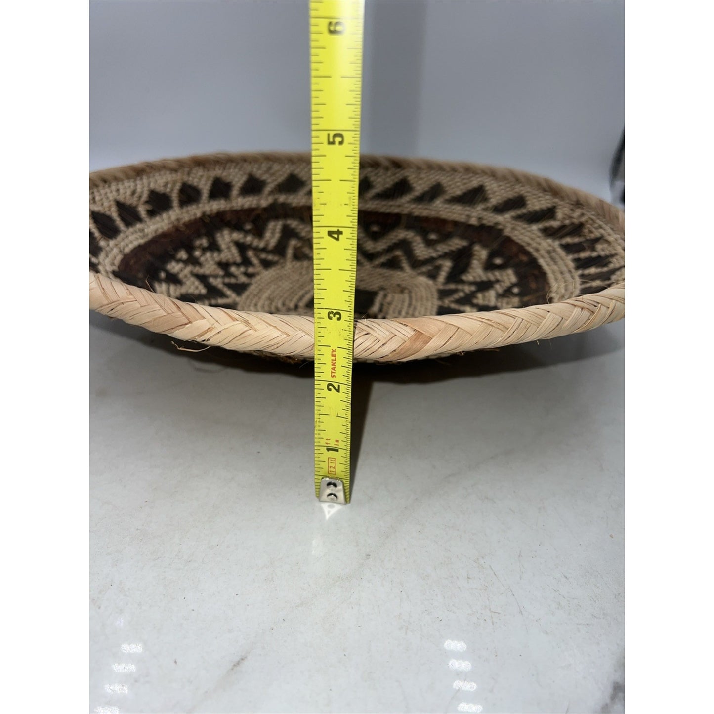 African Tonga Twig Vine Grass Woven Basket Woven Bowl 14"