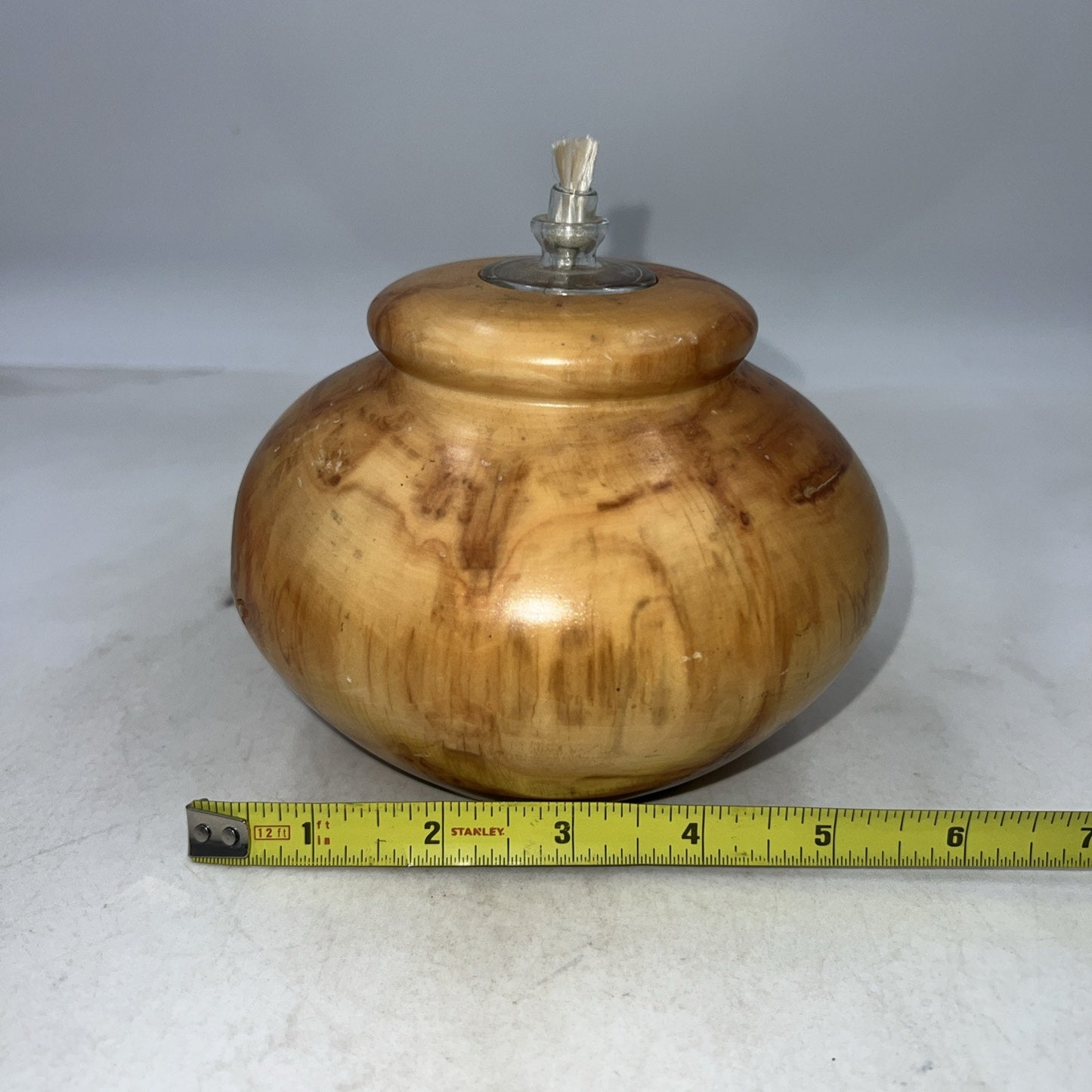VTG Burl Wood Oil Lamp Diffuser Hand Turned Wooden Vase Signed Dan Morris
