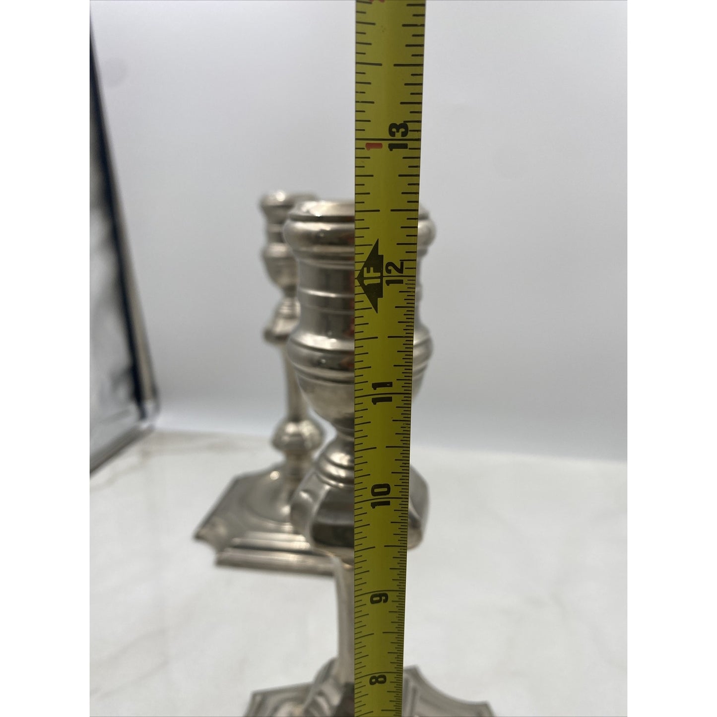 Vtg Chelsea House Candle Stick Holders Silver Plate Metal Heavy Italy 1984