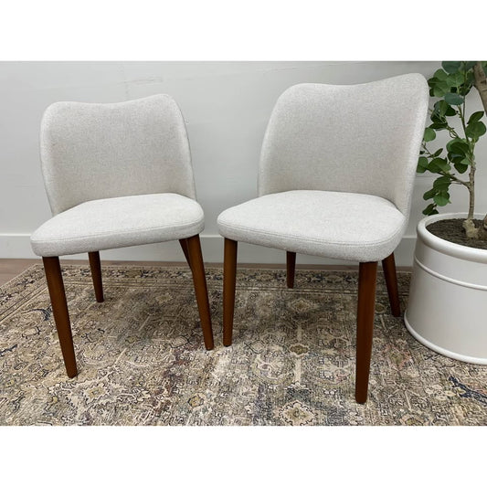 Barbara Dining Chair Set of 2 Beige Upholstered Wood Legs