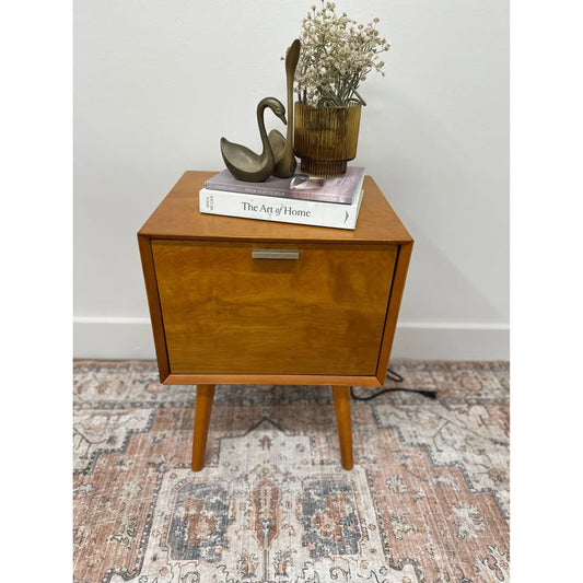 Anita 2 - Drawer WoodNightstand with Built-In Outlets-WALNUT