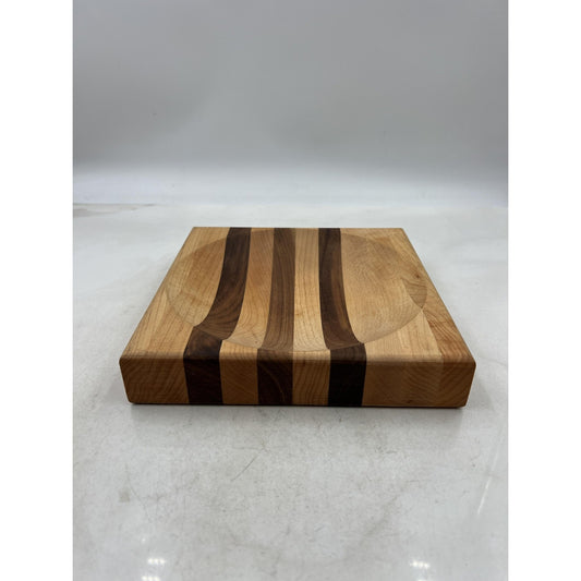 Alaska Cutlery Ulu Bowl Block Maple Walnut Chopping Board 8x8 Herb Prep Made USA