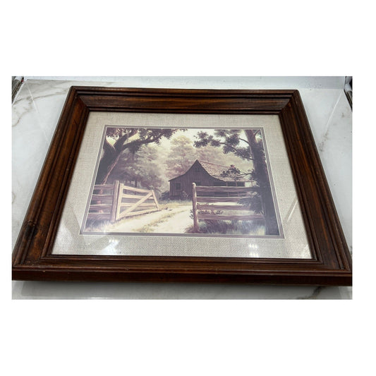 Vintage Rustic Barn Farmhouse Landscape Framed Art Print Wall Decor