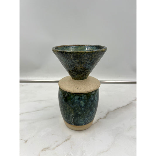 Urban Outfitters UO Home Mushroom Pour Over Coffee Mug Set Teal Green Ceramic
