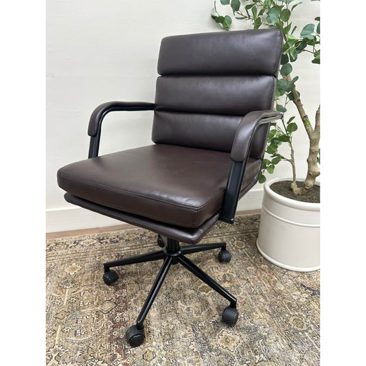 Joseph Task Chair-Brown Faux Leather Rolling Office Chair