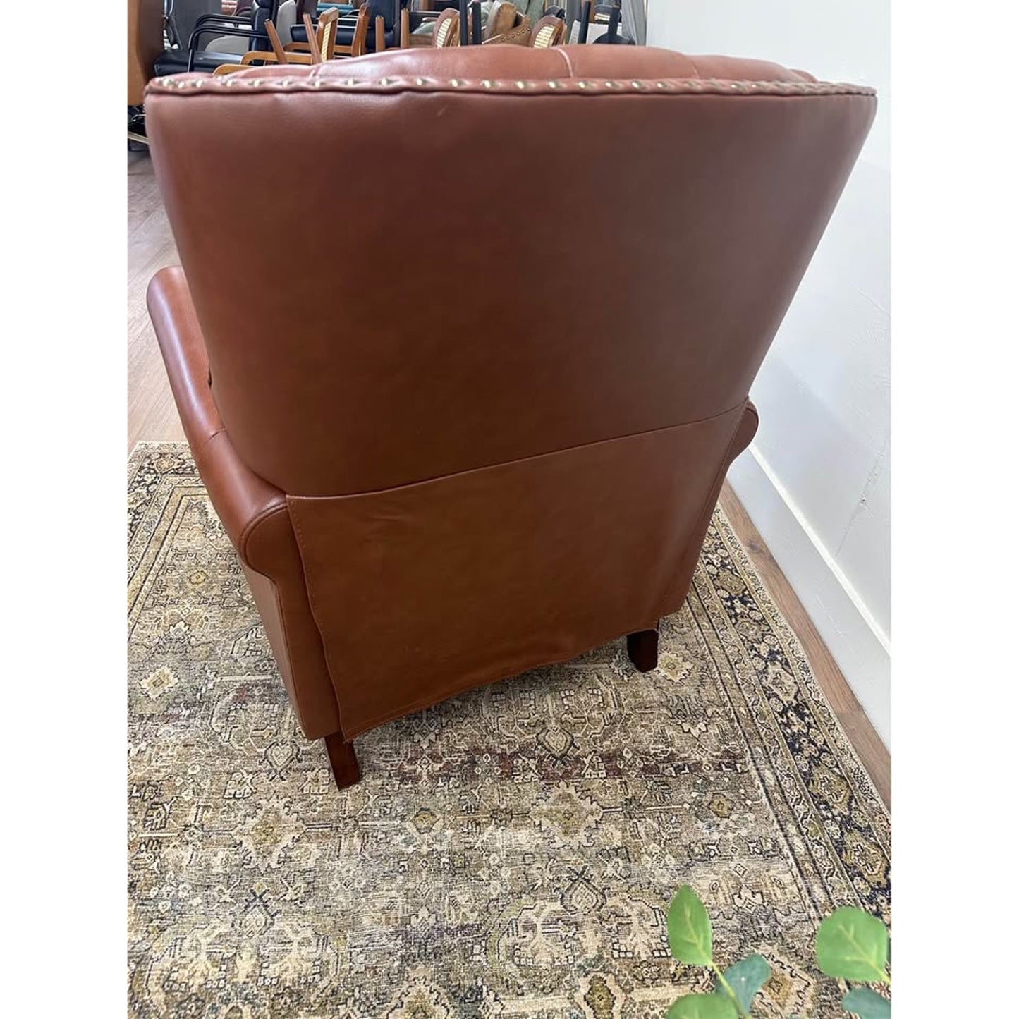 Abraham Genuine Leather Recliner-BROWN Tufted Nail Head Trim New Karat Home