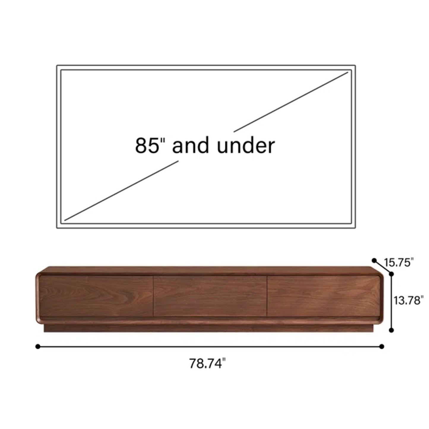 Solid Wood Tv Stand Media Console 78.74" W/Storage