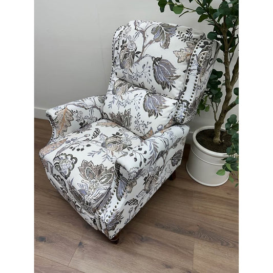 Rosalie Manual Recliner-Floral Paisley Arm Chair Nail Head Trim New Karat Home