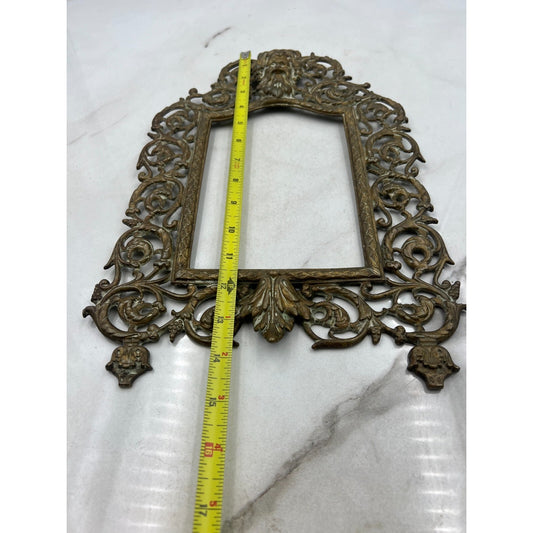 Antique Victorian Brass Or Bronze Wall Hanging Frame Head Of Bacchus God Wine