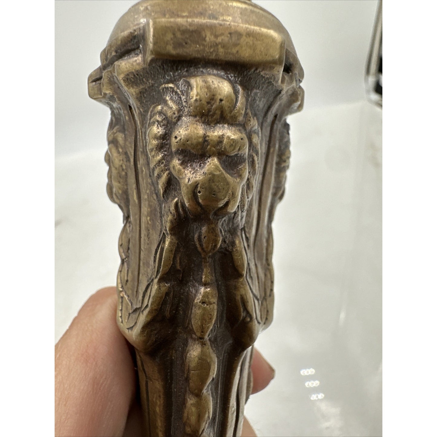 Vintage Brass Castilian Candle Holders Solid 12'' Lion Heads Set of 2