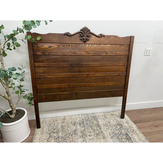 Vintage Victorian Eastlake Style Full Size Tall Carved Oak Headboard Sold
