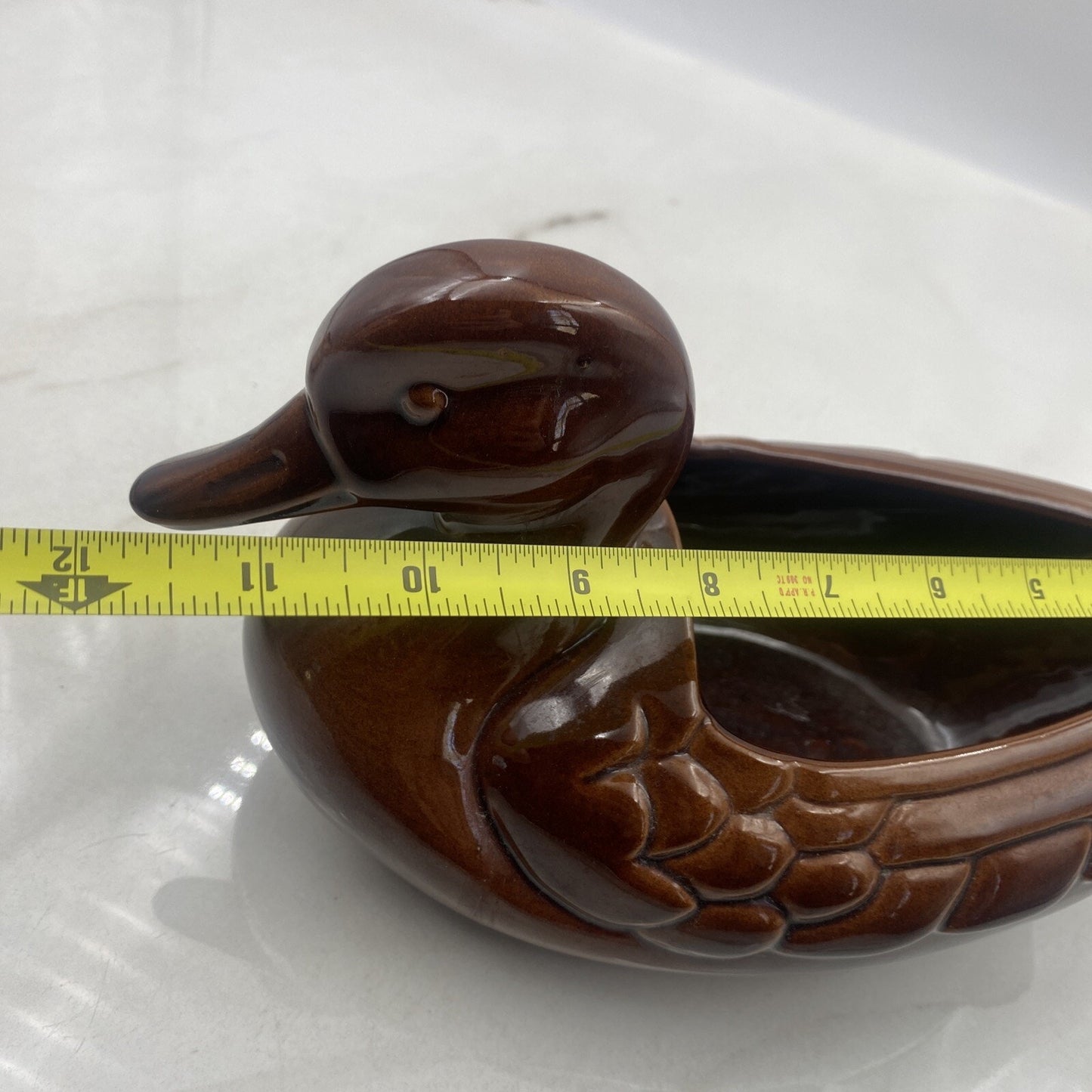 Vintage Frankoma Pottery Duck Planter 208A Brown Flower 10” Cottage Deco