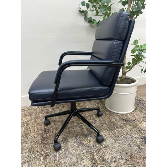 Joseph Task Chair-Navy Faux Leather Rolling Office Chair