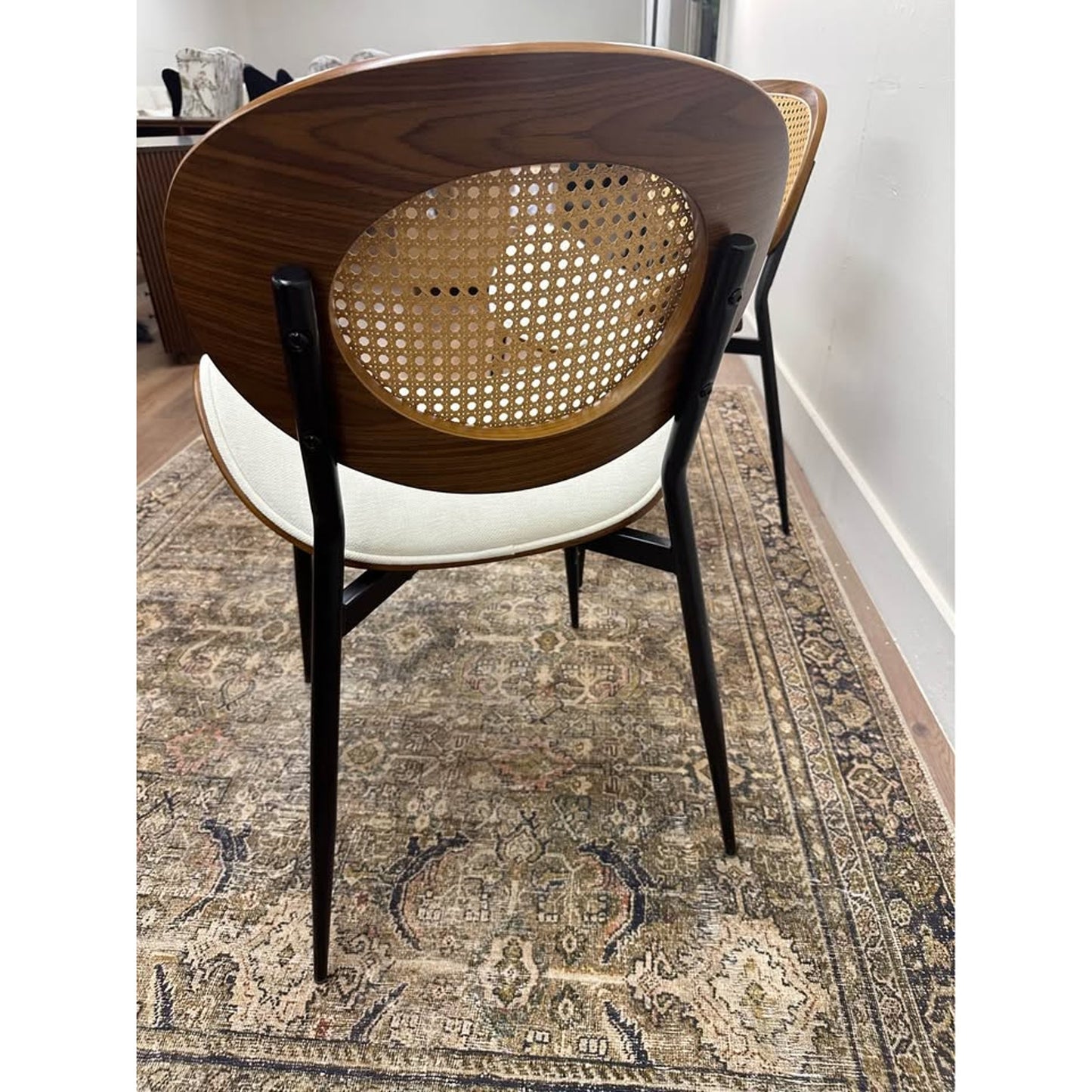 Dining Chair Kitchen Chair Oval Cane Back-Ivory Set of 2