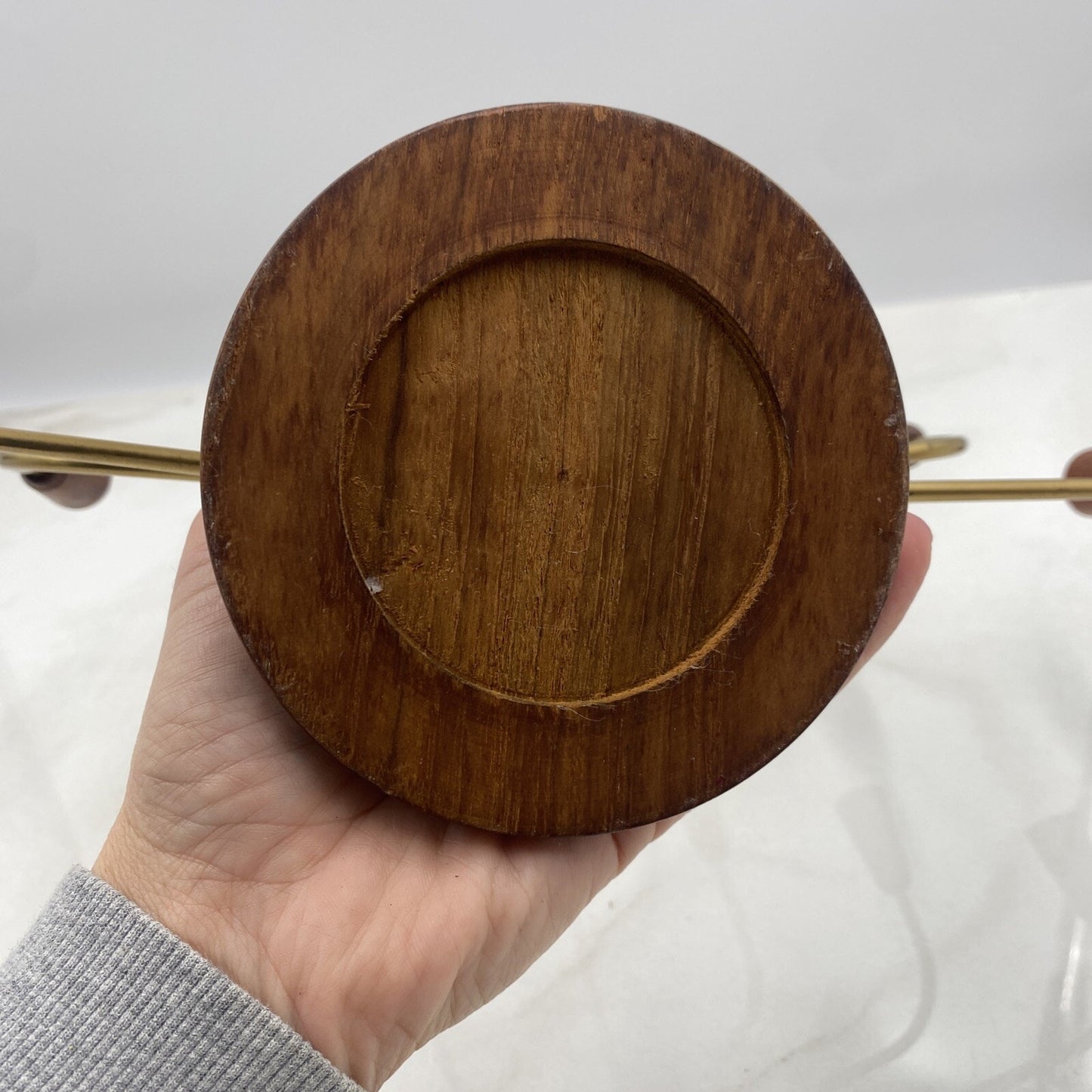 VTG Teak Candelabra Candle Holder Brass Mid Century Modern by Gunnar Ander?