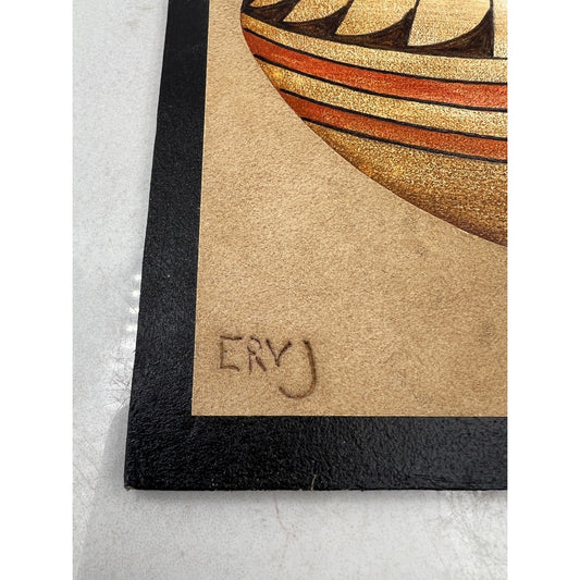 Erv Johnson Oil Painting On Suede Native American Artist Subject Pottery