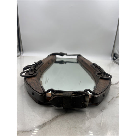 ANTIQUE EQUESTRIAN HORSE COLLAR WALL MIRROR Primitive