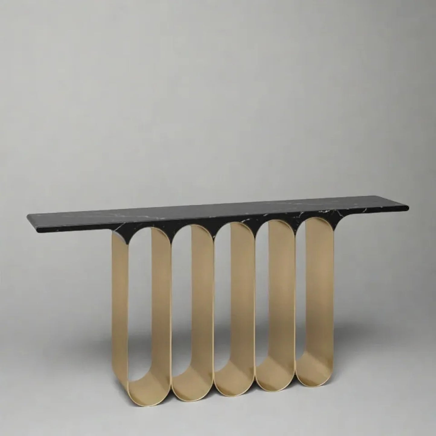 Curley Entry Table Console By Everly Quinn Black Marble Top Heavy Gold Base
