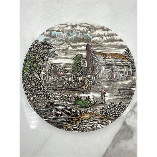 WOOD & SONS Ironstone Plate Dessert 8” The Post House English England Brown