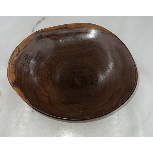 VTG Handmade Wooden Bowl W7"/H 2.5" Redwood California USA Stunning Hand Turned