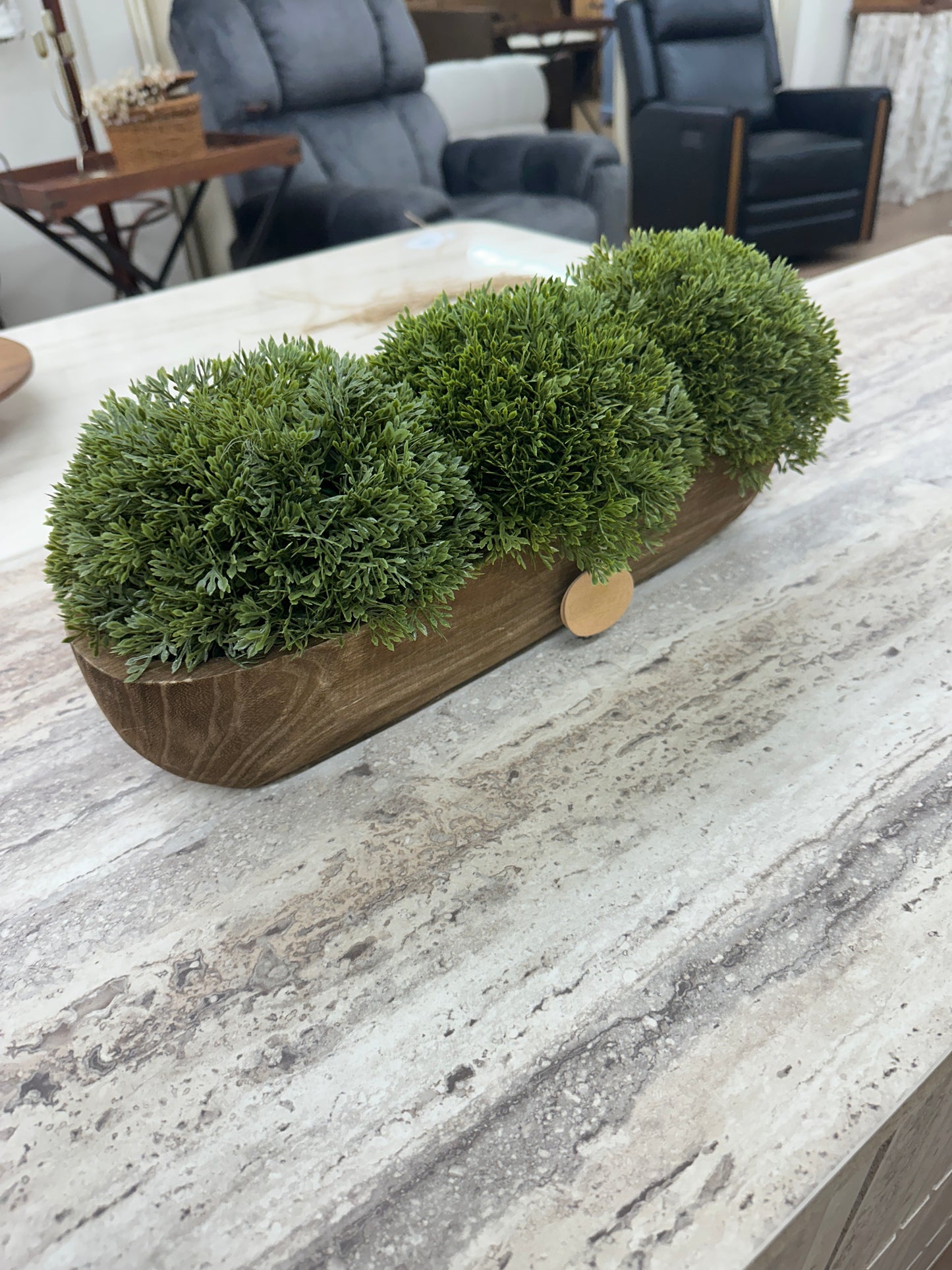 Oval wooden greenery bowl
