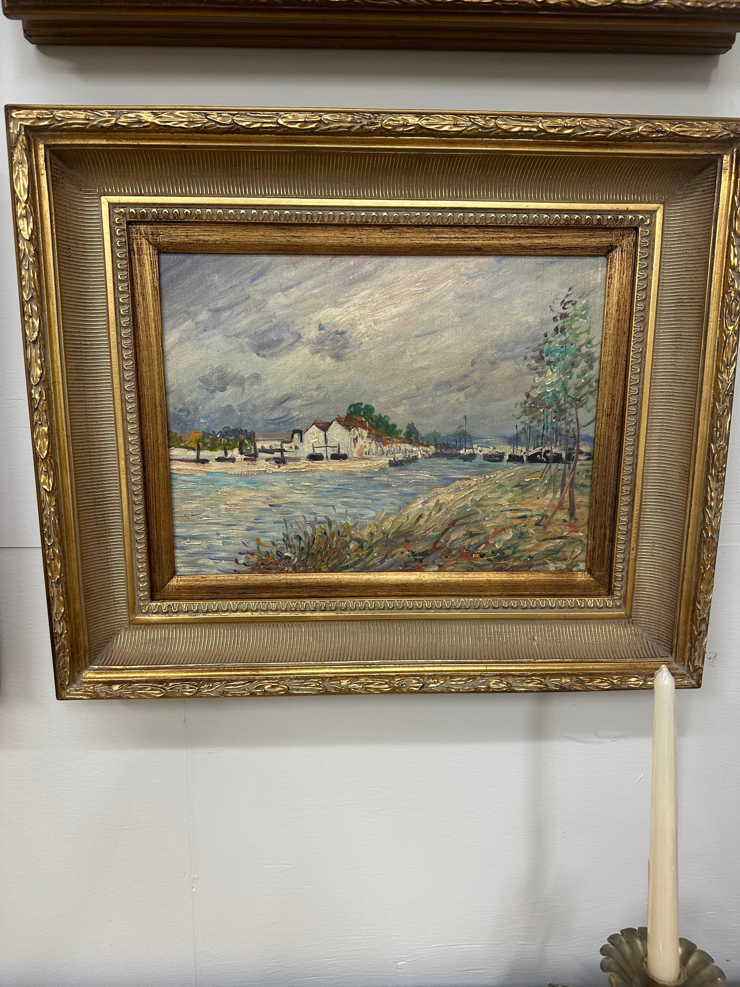 Vtg gold framed oil painting