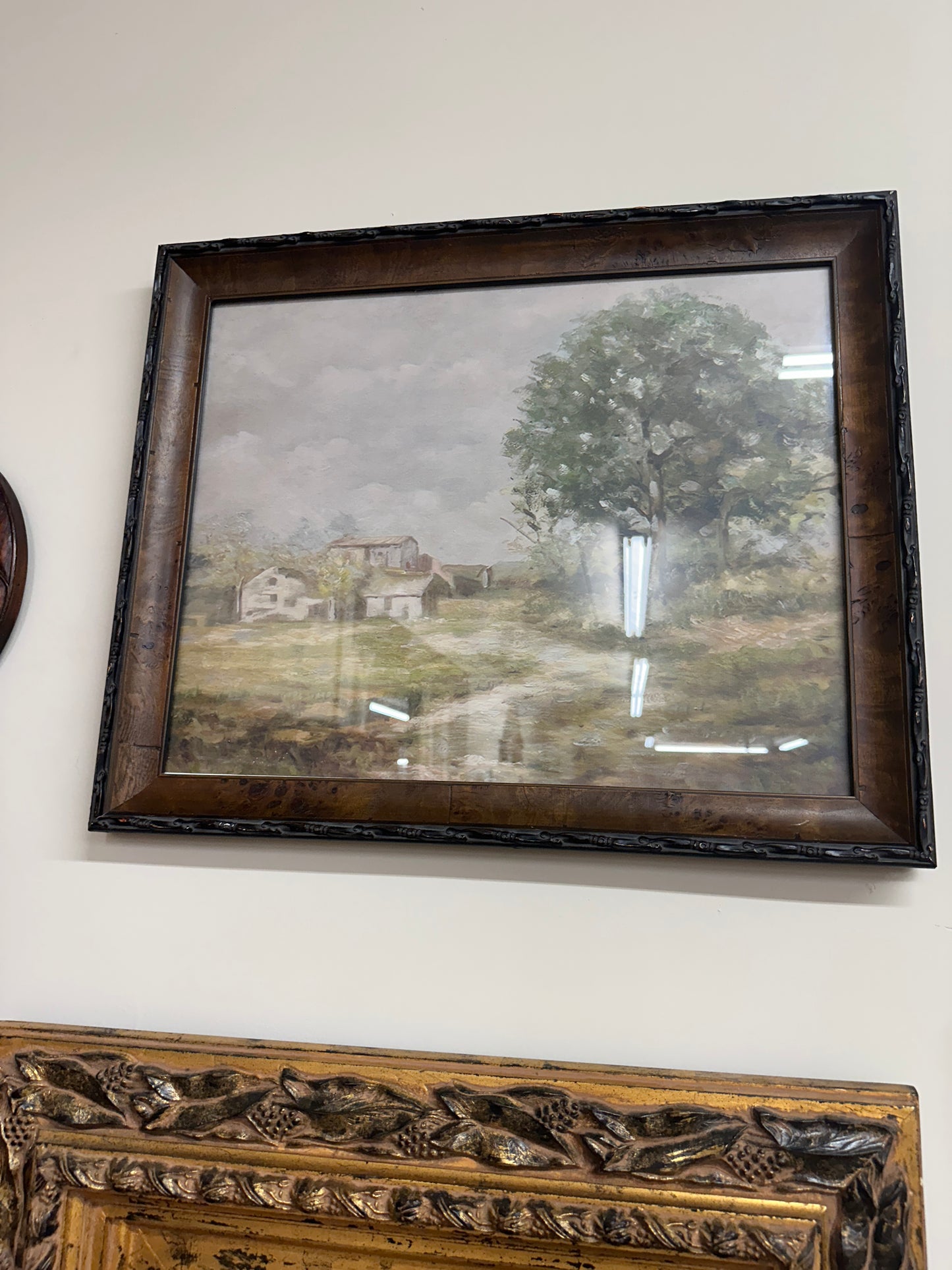Vtg wood framed landscape scene