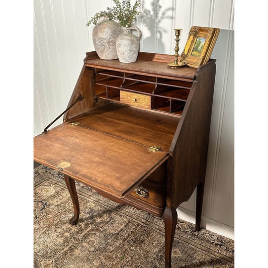 Antique Tiger Oak Quarter Sawn Desk Petite Oak Bureau French Writing Desk