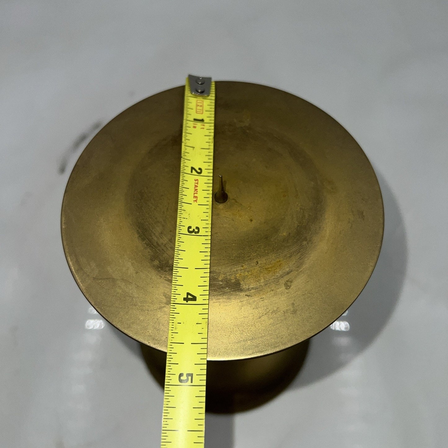 Vintage Brass Candle Holder Metal Ball Stem 6.5" Tall India Pillar
