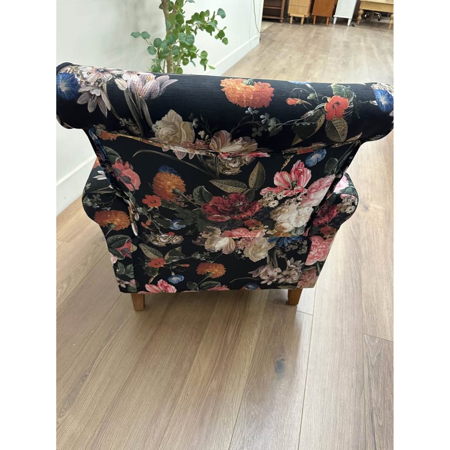 Araceli Armchair-BLACK Floral Archair Nail Head Trim NEW Karat Home