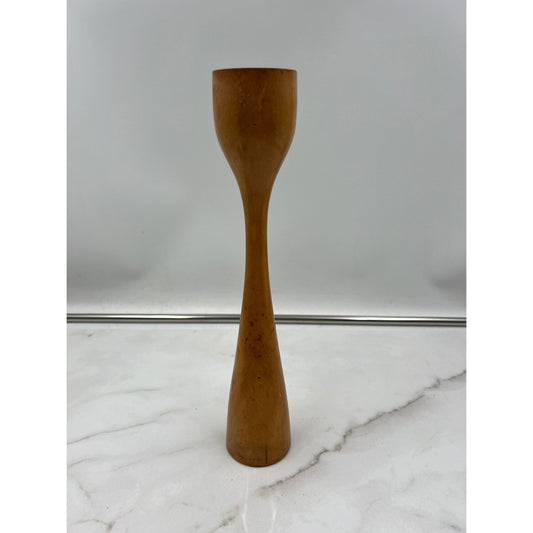 Vintage Mid Century Modern Wood Candlestick Holder Danish Style Tapered 12 Inch