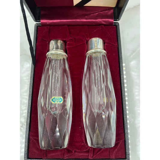 VTG Post House Hand Cut Leaded Crystal Pepper Mill and Shaker Set Grinders