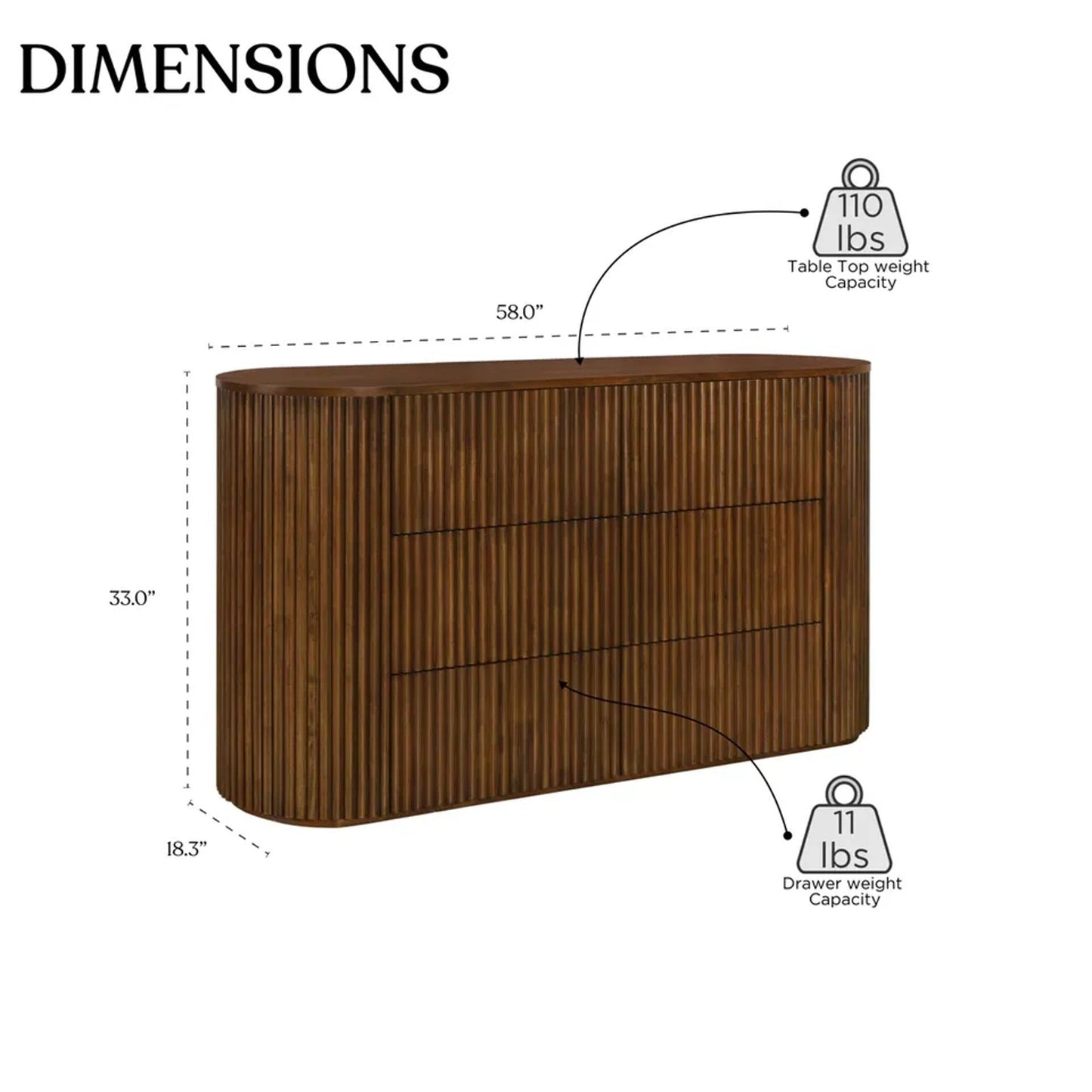 Ellison Fluted Solid Wood Dresser By Latitude Run Brown Curved