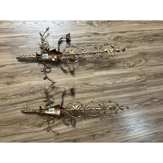 Pair of Austin Italian Tole 2-Arm Wall Candle Sconces Hollywood Regency AC0195