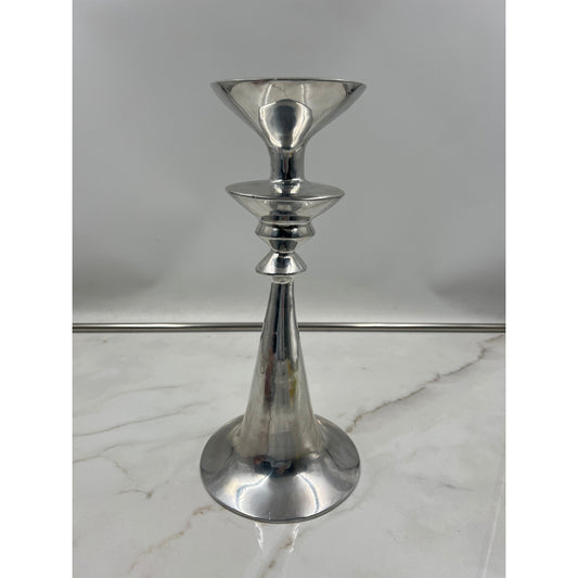 Lunares San Francisco Polished Aluminum Candlestick Holder MCM Sculptural 12in