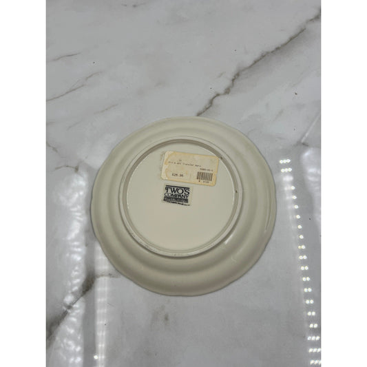 Two's Company Brown White Transferware Decorative Wall Plate 8 Inch 5989-06-S