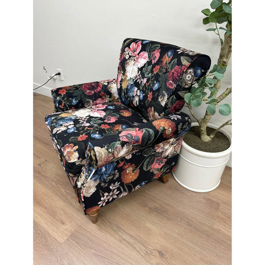 Araceli Armchair-BLACK Floral Archair Nail Head Trim NEW Karat Home