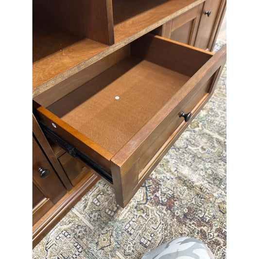 Tessa Traditional Storage TV Stand Wood Console Entertainment Built-in Outlets
