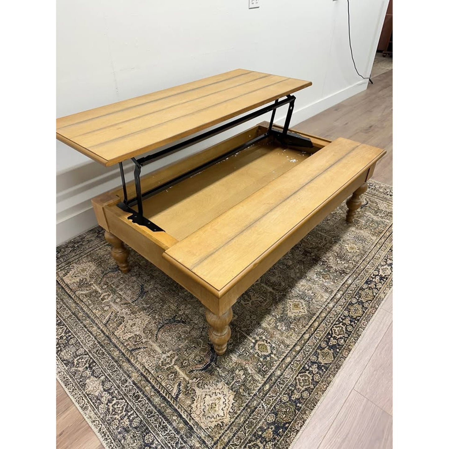 Angelica Coffee Table Lift Top 4 Legs with Storage-NATURAL