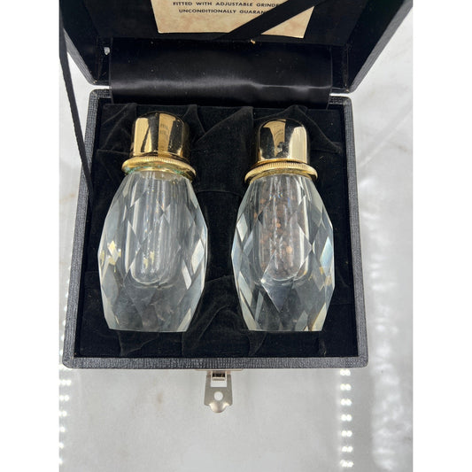 VTG Post House Hand Cut Leaded Crystal Pepper Mill and Shaker Set