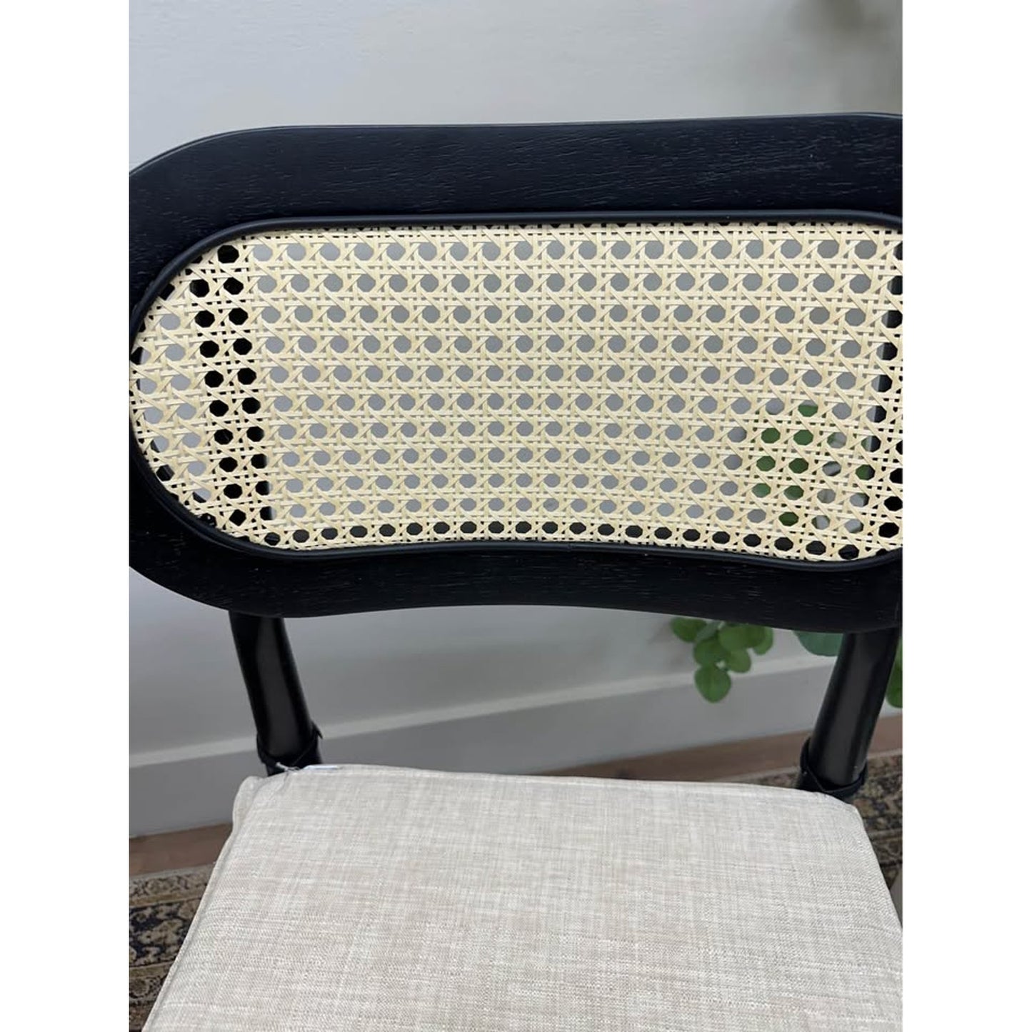 Konstantin Rattan Cane Back Dining Chairs Kitchen Chairs Set of 2 with Cushions -BLACK