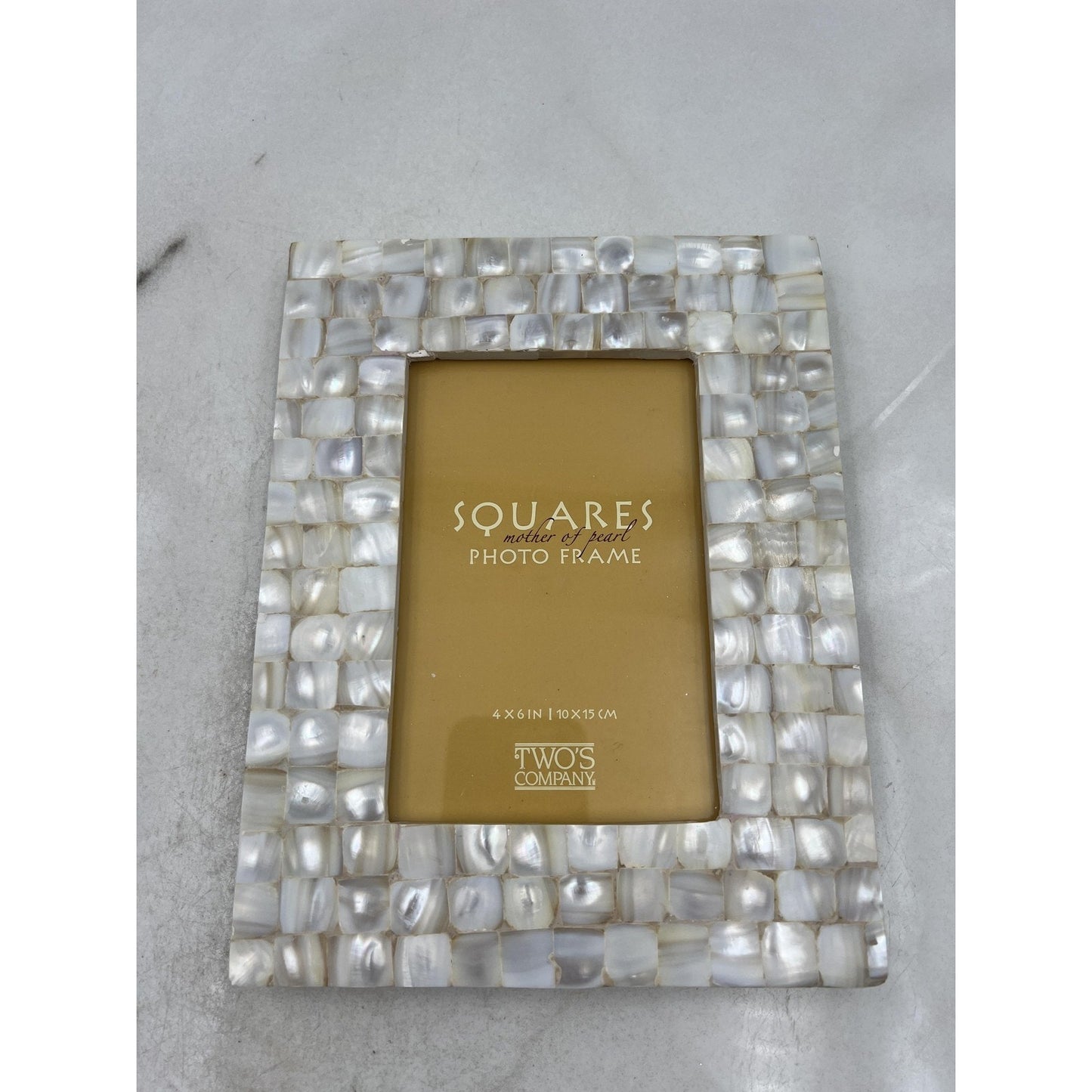 Two's Company Squares Mother of Pearl 4x6 Photo Frame Tabletop Decor